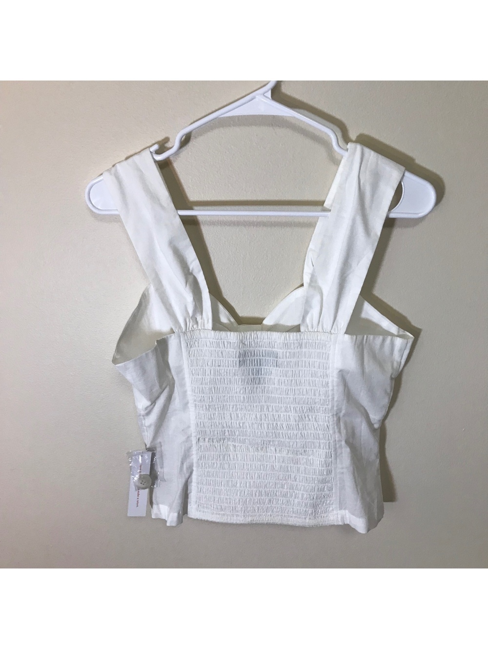 White Button Sweetheart Crop Top (100% Cotton) - Picture 3 of 4